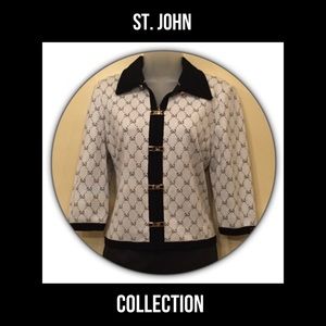 St. John Collection mono zipper swtr 3/4 slv sz 6